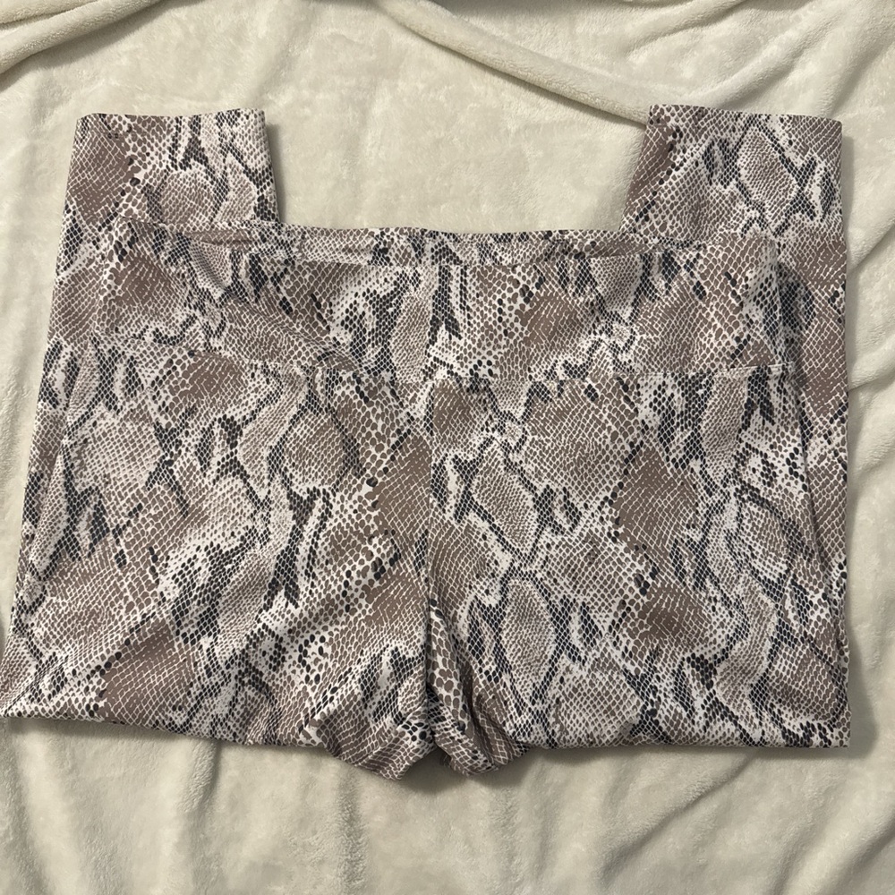 Express Beige and Black Snake Print Shorts